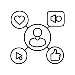 social media icon, social media line art - simple line art of social media, perfect for social media logos and icons