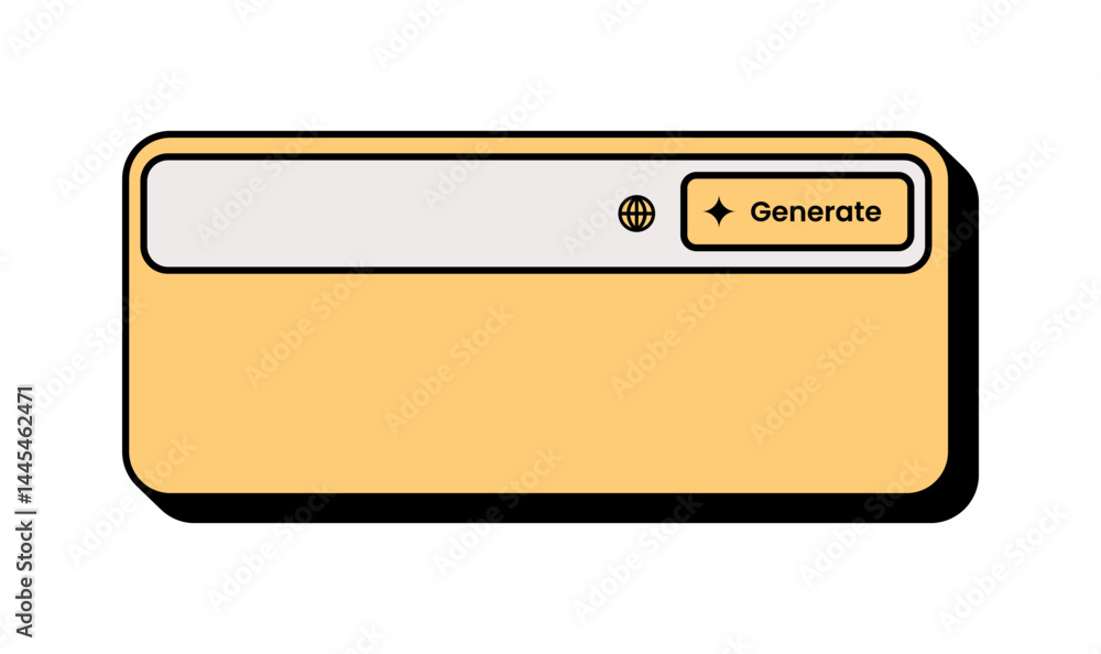 Poster simple user interface frame with generate action. minimalist ui frame with generate button for web o