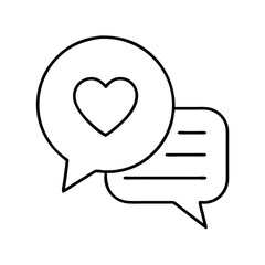 speech bubble with heart icon, speech bubble with heart line art - simple line art of speech bubble with heart, perfect for speech bubble with heart logos and icons