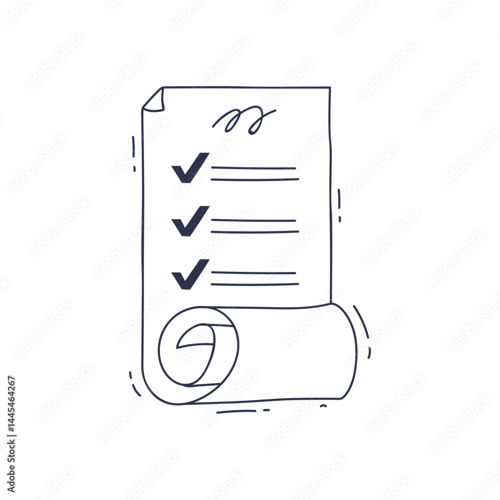 Poster illustration of a checklist with checkmarks, symbolizing organization and task completion.