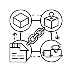supply chain icon, supply chain line art - simple line art of supply chain, perfect for supply chain logos and icons