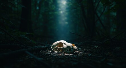 Forest floor with skull, photo
