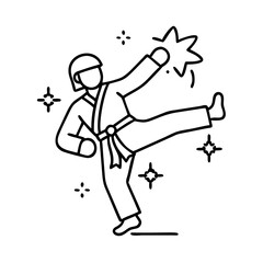 taekwondo icon, taekwondo line art - simple line art of taekwondo, perfect for taekwondo logos and icons