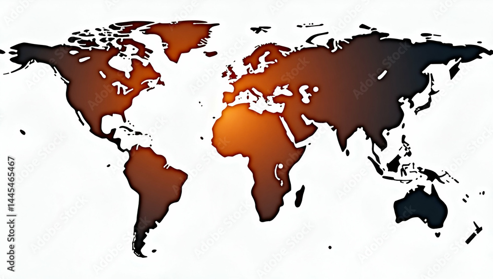 Poster global tariff system analysis: world map with heatmap overlay, economic zones highlighted, and space
