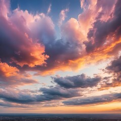 Fototapeta premium Dramatic Sunset Sky over Cityscape