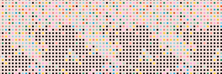 Retro pixel art background. Black and white square simple texture. Vector seamless pattern.