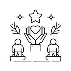 volunteer achievement icon, volunteer achievement line art - simple line art of volunteer achievement, perfect for volunteer achievement logos and icons