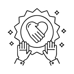 volunteer badge icon, volunteer badge line art - simple line art of volunteer badge, perfect for volunteer badge logos and icons