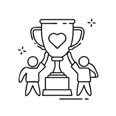 volunteer recognition trophy icon, volunteer recognition trophy line art - simple line art of volunteer recognition trophy, perfect for volunteer recognition trophy logos and icons