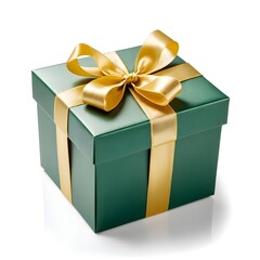 Obraz premium Green Gift Box with Gold Ribbon