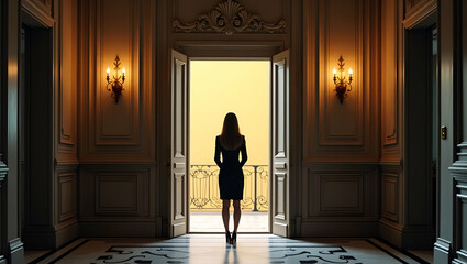 Empowering Businesswomen: Open Door Opportunities in Vibrant Workspaces for Diverse Talent - Stock Photo Concept with Space for Custom Text