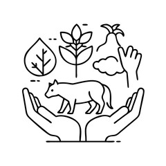 wildlife conservation icon, wildlife conservation line art - simple line art of wildlife conservation, perfect for wildlife conservation logos and icons