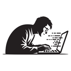 Hacker laptop icon. Simple illustration of hacker laptop vector icon for web design Vector Black silhouettes. with white background