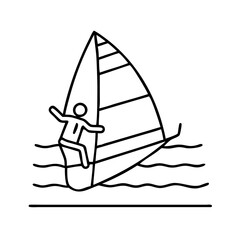windsurfing icon, windsurfing line art - simple line art of windsurfing, perfect for windsurfing logos and icons