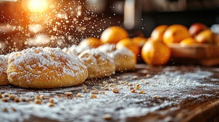 Delicious pastries dusted with powdered sugar