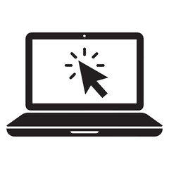 Hacker laptop icon. Simple illustration of hacker laptop vector icon for web design Vector Black silhouettes. with white background © firoz
