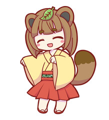 笑顔のタヌキの女の子