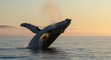 Fototapeta premium Humpback Whale Breaching, Photo