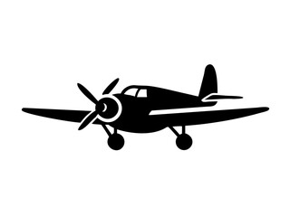Propeller Airplane Silhouette Icon Vintage Aircraft Transport
