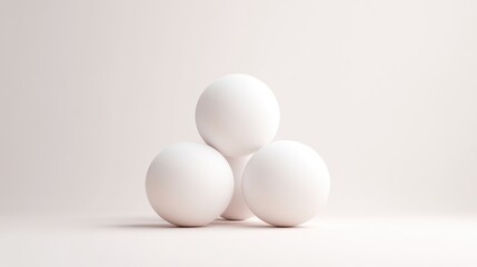 Three white spheres in a pyramid arrangement on a light background
