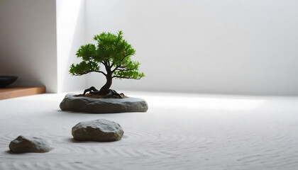 Tranquil Zen Garden with Raked Sand