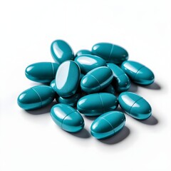 Teal Capsules, Pile of Medicine, Healthcare