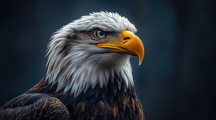 Majestic bald eagle portrait with intense stare and striking feathers