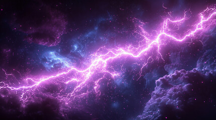 Fototapeta premium Purple lightning bolt across space nebula background