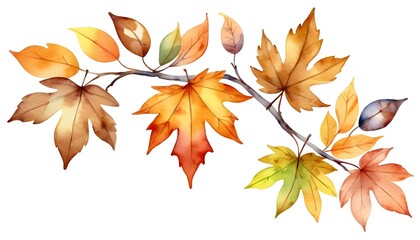 Autumn Branch with Colorful Leaves