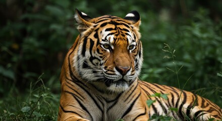 Fototapeta premium Tiger resting in the wild - Photo