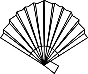 traditional chinese hand fan outline vector illustration