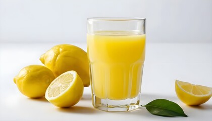 Fototapeta premium Glass of Fresh Lemonade with Lemons