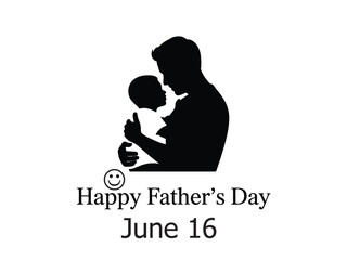 Father's Day Silhouette Art, Happy Fathers Day, vector