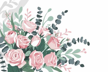 Blossom Bouquet: Delicate pink roses artfully arranged with lush green foliage, creating an exquisite display of floral elegance.