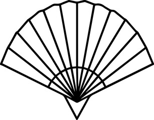 traditional chinese hand fan outline vector illustration