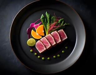 Gourmet Seared Tuna Steak with Citrus and Greens
