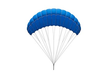 Obraz premium Isolated parachute with blue canopy and white lines against a plain white background in a studio shot