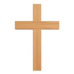 Wooden cross isolated on transparent background, cut out