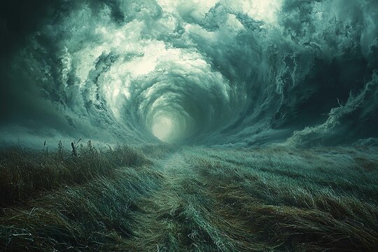 An abstract representation of storm winds forming vorte