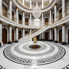 Obraz premium Grand Marble Staircase in Luxurious Mansion