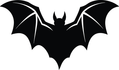 silhouette of a bat in flight on white background