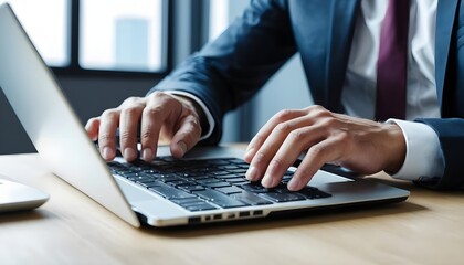 Businessman Typing on Laptop
