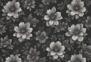 Subtle charcoal floral wallpaper, elegant small-scale repeat pattern,  charcoal,  vine,  fabric