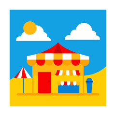 Summer Beach Background Vector  Sand and Ocean Water Scene on White