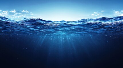 Majestic underwater view of deep ocean waters.