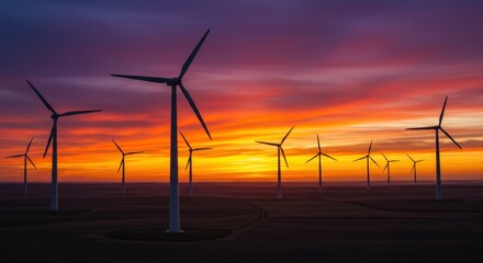 Obraz premium Wind park farm at golden hour