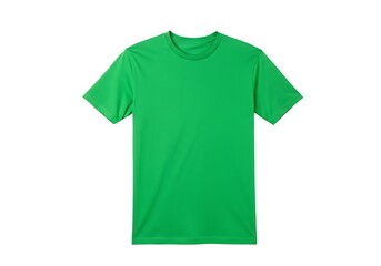 Naklejka premium A bright green t shirt with short sleeves and a round neck displayed on a white background plain style