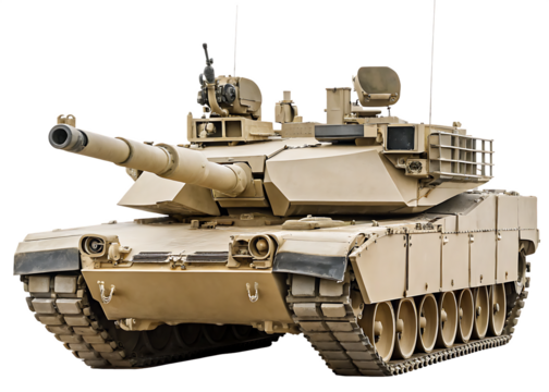 M1 Abrams tank stock photo file cut out and isolated on white background PNG