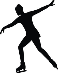 silhouette of a person ice skating on white background