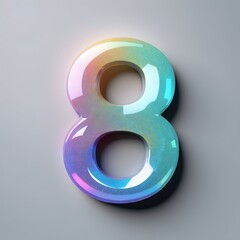 3D Holographic number 8 on white background
